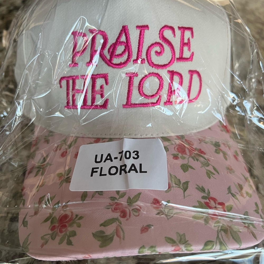Praise The Lord Floral Pink & White Trucker Hat - Picture 7 of 7
